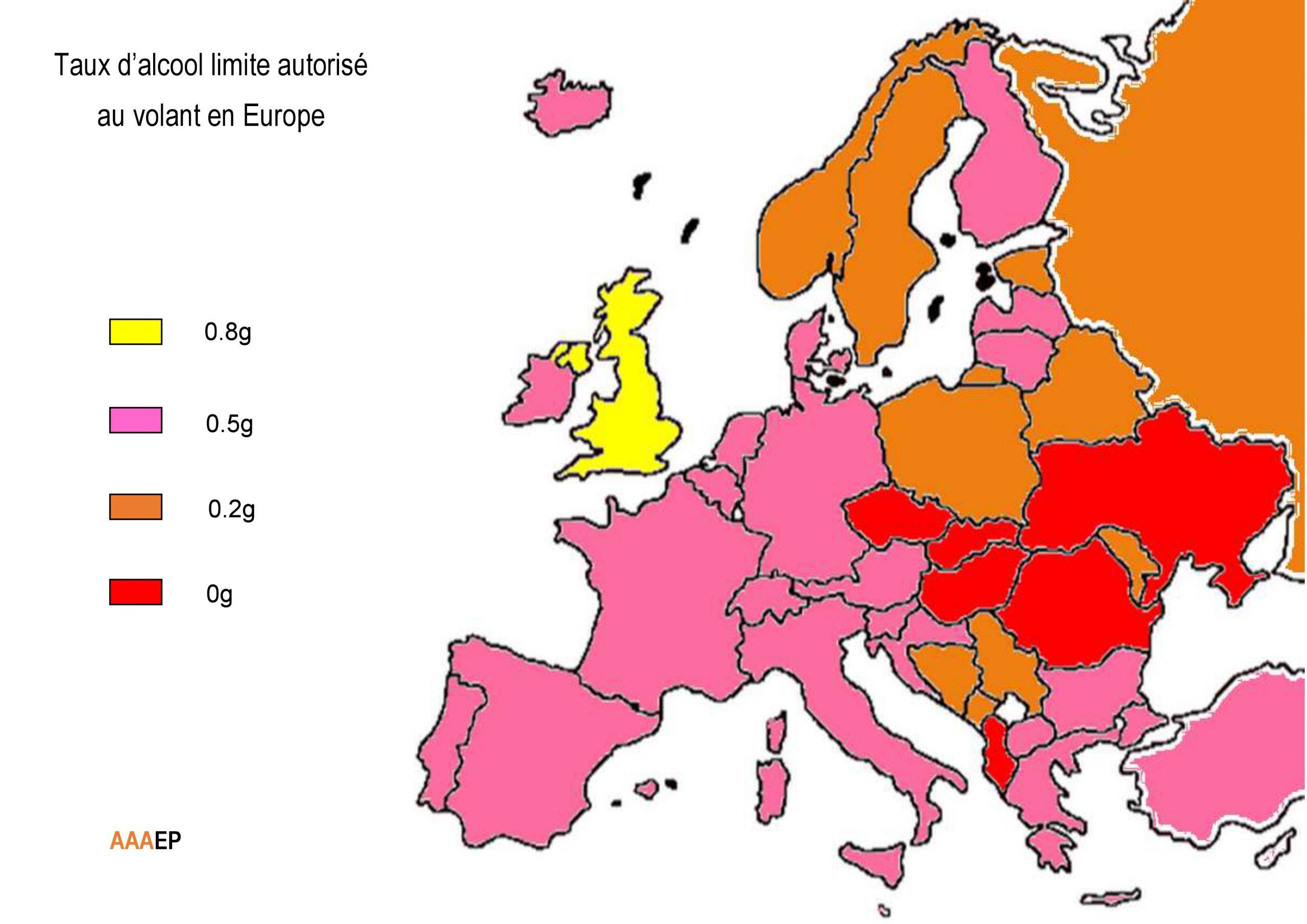 Taux alcool en Europe