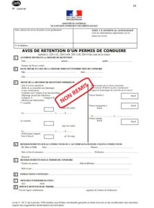 document avis de retention de permis de conduire