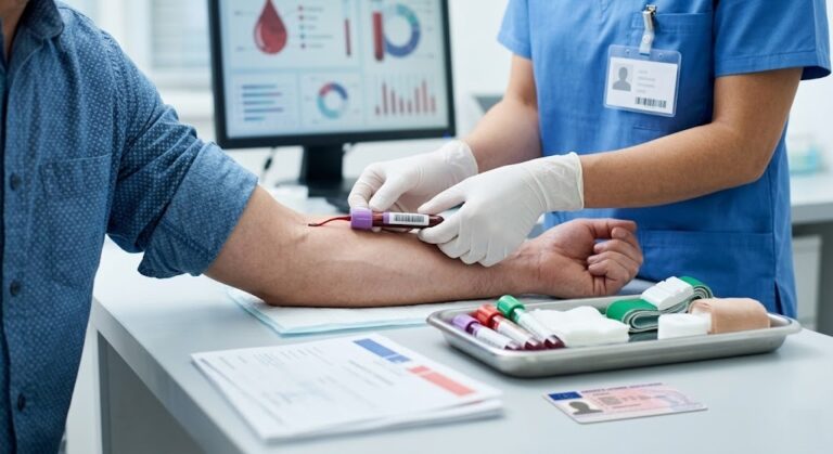 Prise de sang en laboratoire pour un test alcoolémie lié au permis de conduire