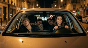 Conductrice désignée SAM ramenant ses amis endormis en voiture la nuit
